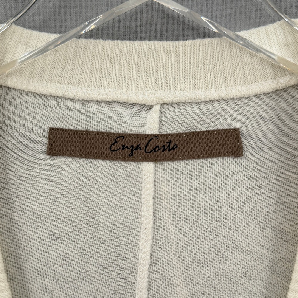 ENZA COSTA Cashmere Easy Cuffed U Neck Top Womens Small Cream Long Sleeve NEW - Picture 14 of 16